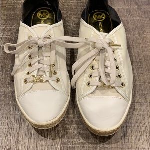 Michael Kors white and navy sneakers, size 9.5